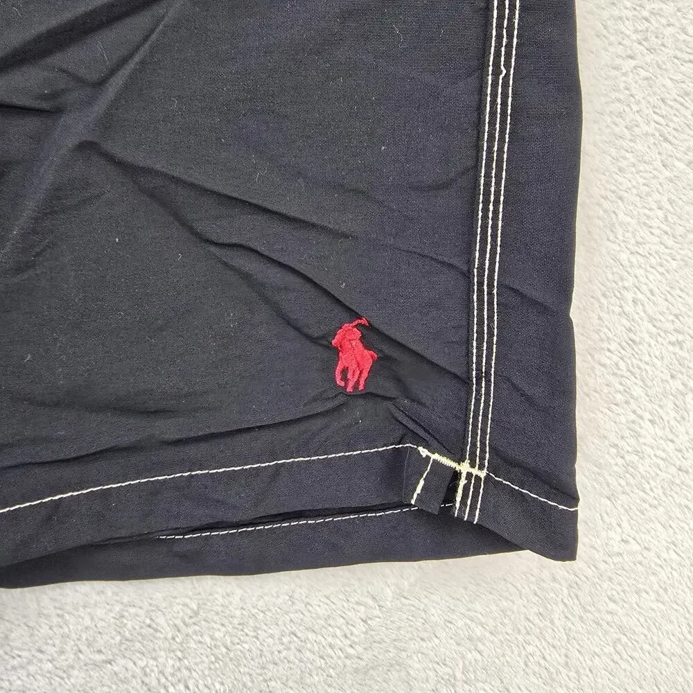 Polo Ralph Lauren Swim Shorts Mens Large Black Cargo Trunks Red Pony Logo Surf